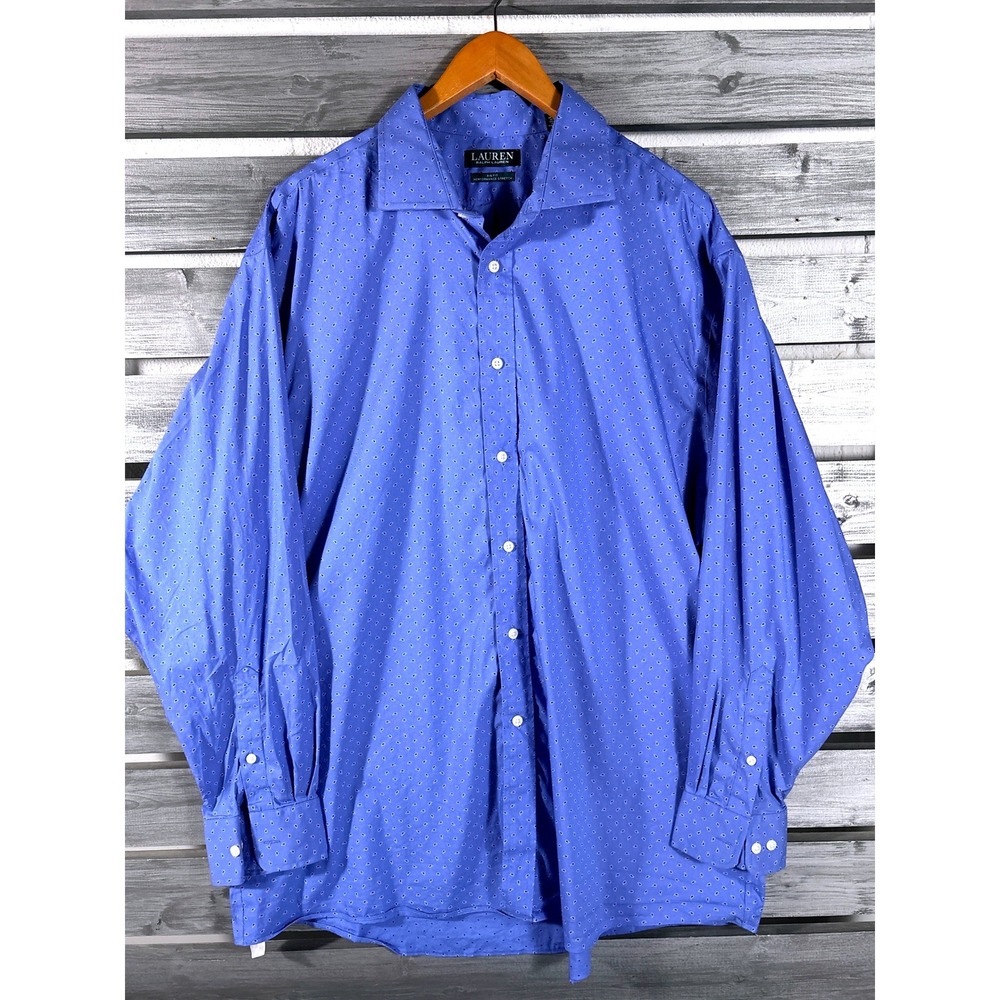 Lauren Ralph Lauren Mens Big Fit Performance Stretch Shirt Blue Paisley 18 34/35